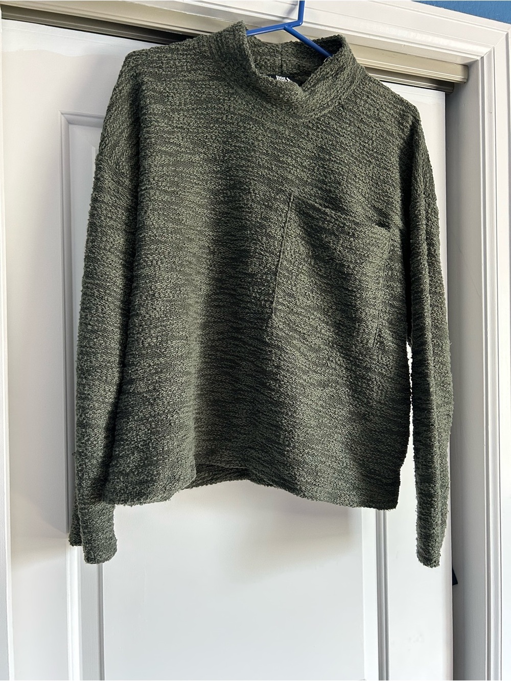 Eddie Bauer Olive Green Mock Neck Knit Sweater